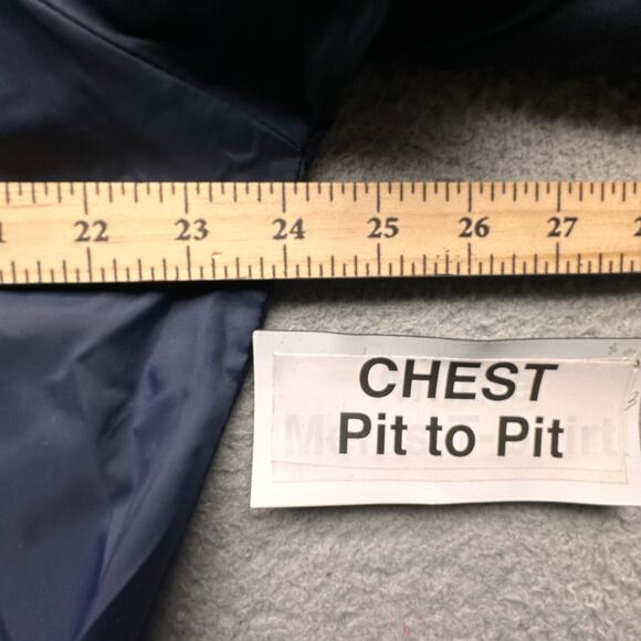 Vintage 70s Win Wear Nylon Varsity Button Lined Jacket Men Large Navy Blue Snap - Picture 3 of 16